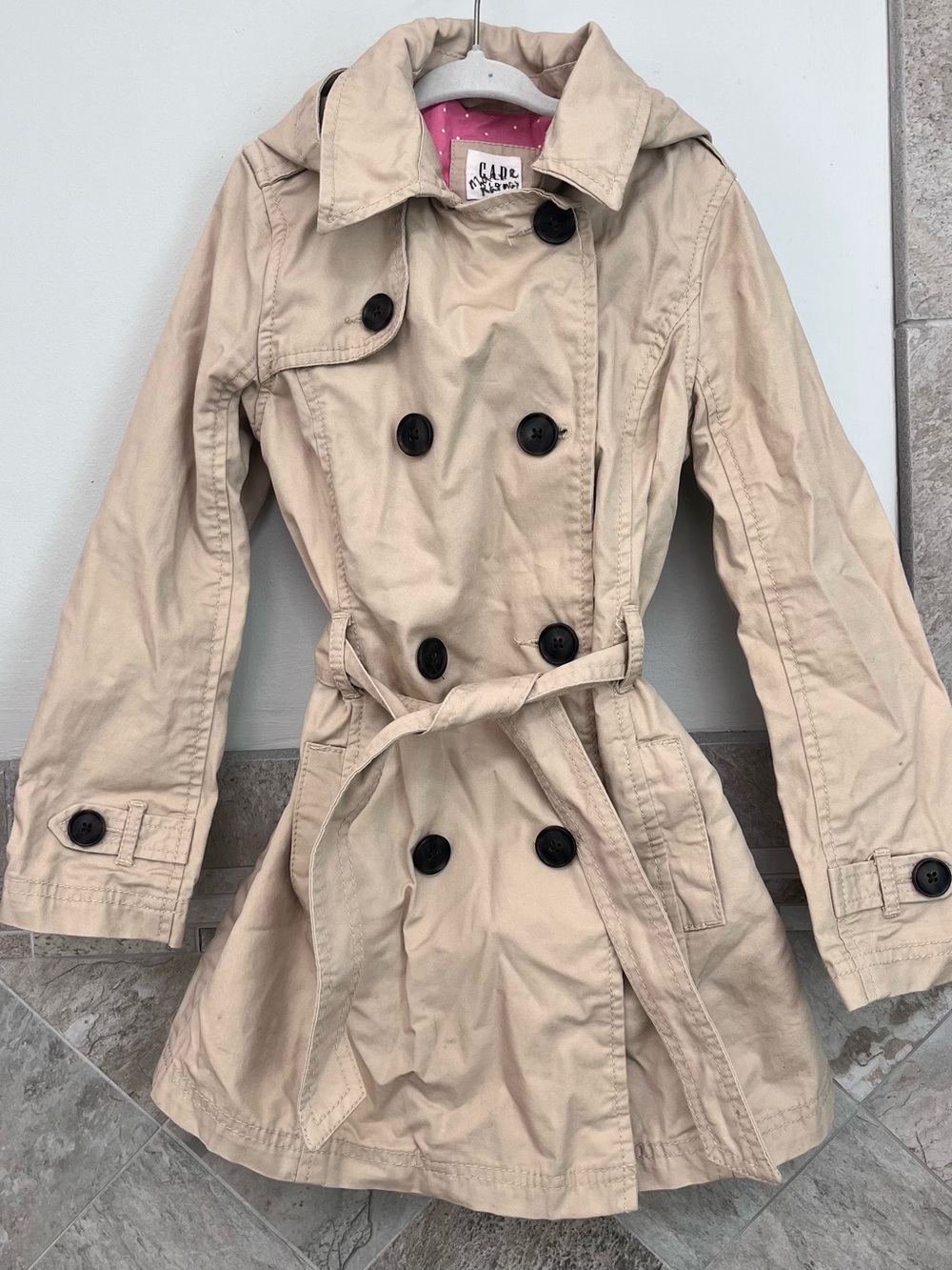GAP Beige Double-Breasted Girls' Trench Coat